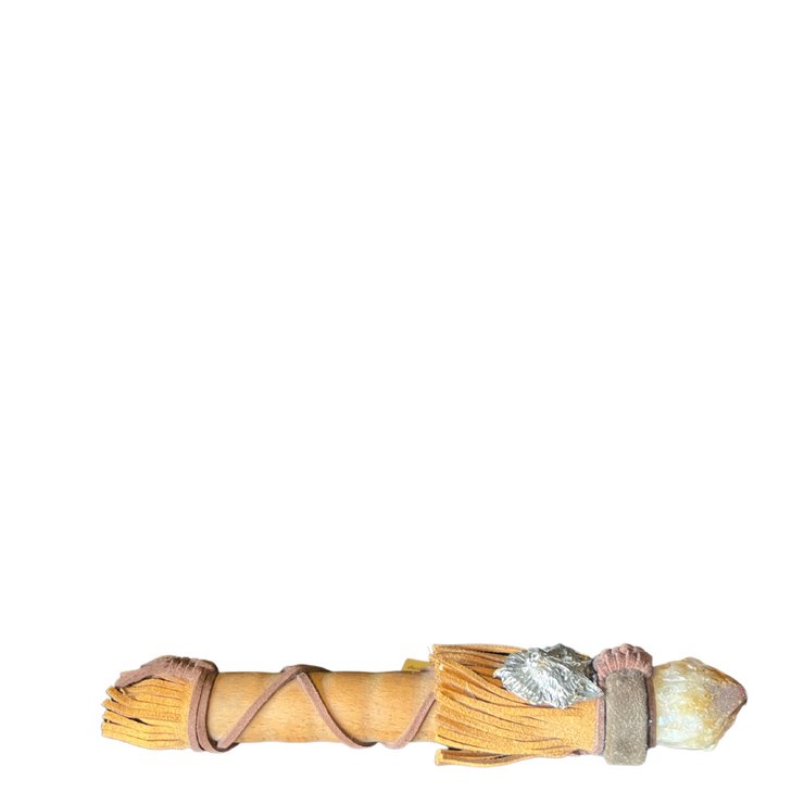 Wand - Citrine and a Silver Wolf