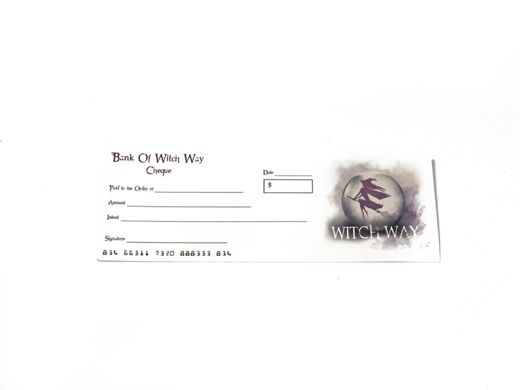 Witch Way Bank Cheque