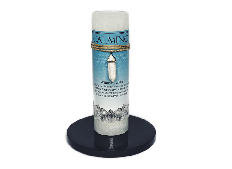 Pillar Candle with White Howlite Pendant- Calming
