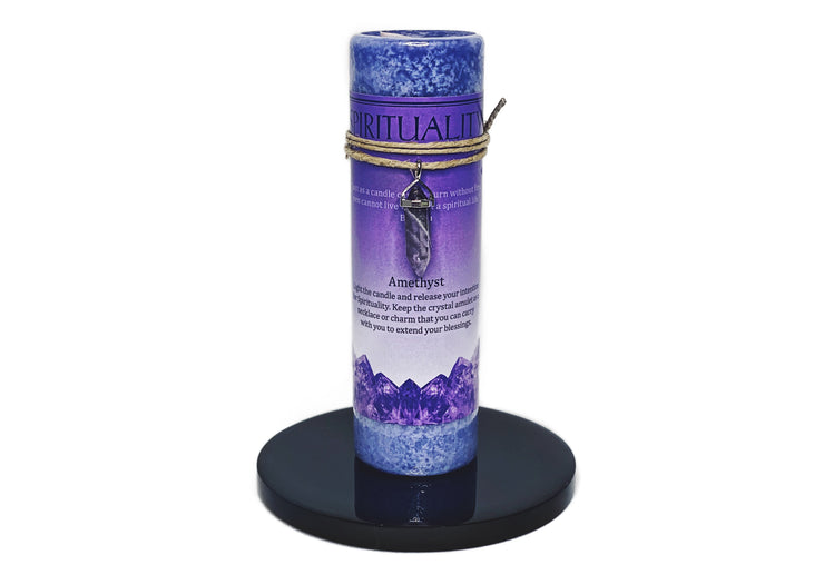 Pillar Candle with Amethyst Pendant- Spirituality
