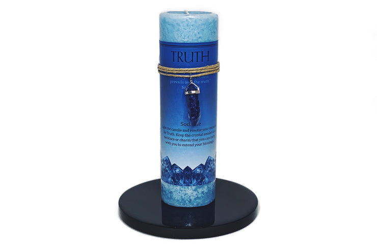 Candle - Pillar with Sodalite Pendant- Truth