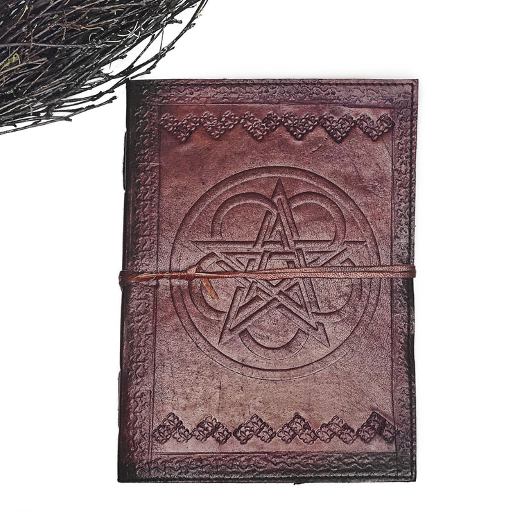 Pentagram Leather Blank Book with cord